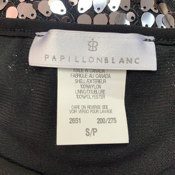 Papillon Blanc Women's Tank Top Small Black Silver Sequins Sleeveless NWT - Picture 6 of 7
